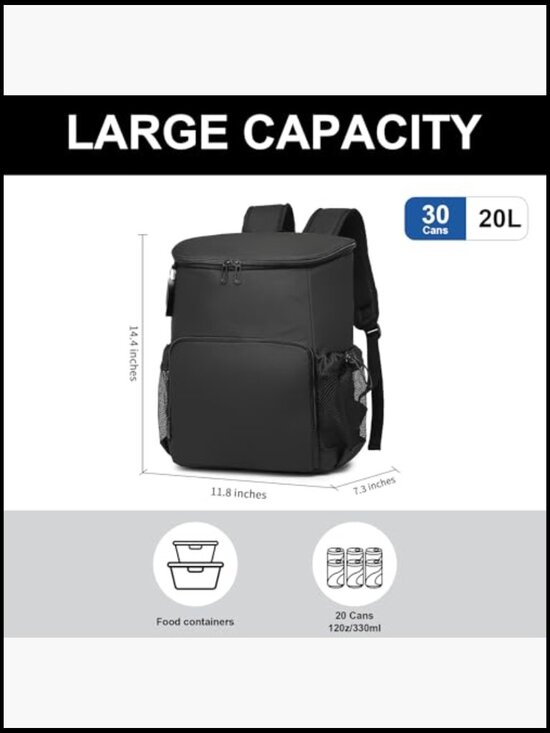Insulated Backpack Cooler Lightweight Waterproof Leakproof Travel Camping Picnic